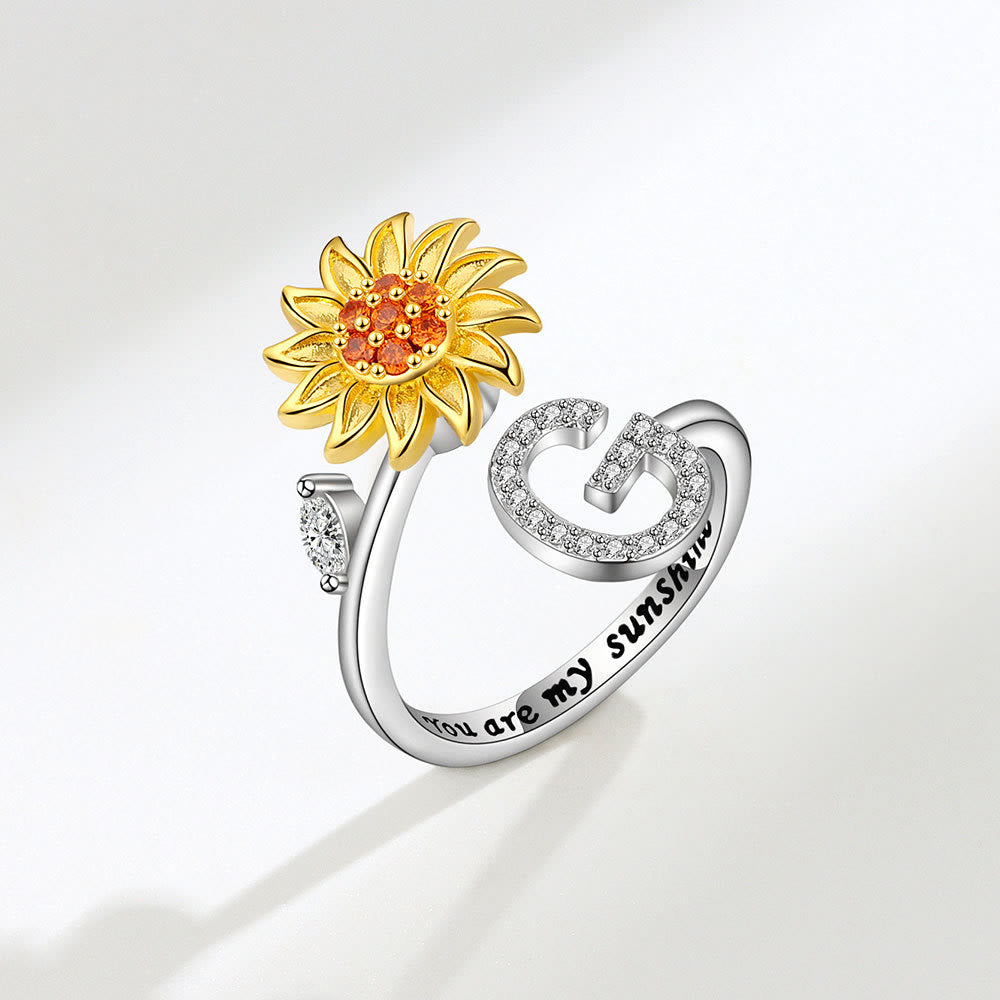 Angst-Drehring mit Sonnenblumen-Anfangsbuchstaben, verstellbar - G - image 7