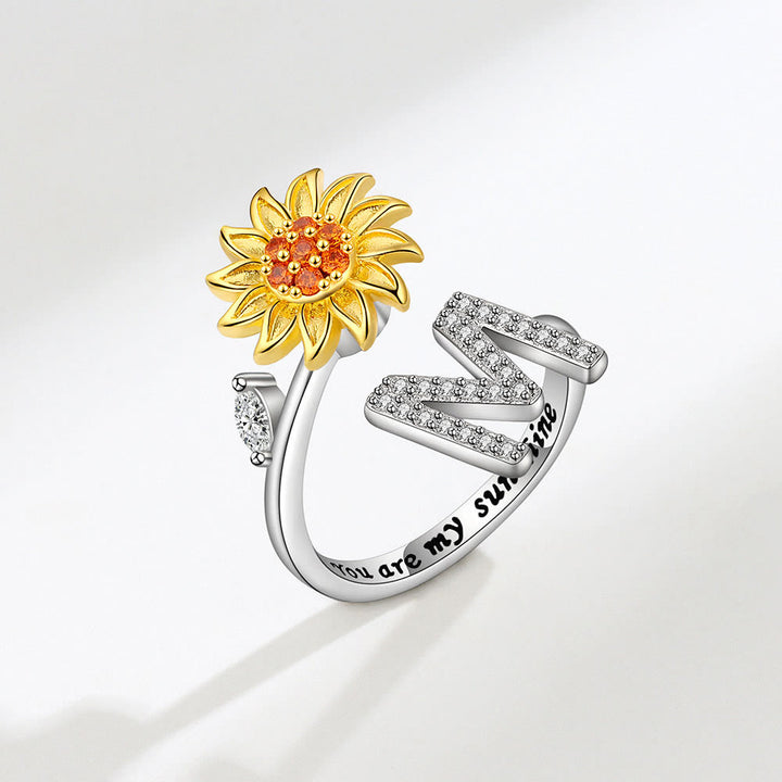 Angst-Drehring mit Sonnenblumen-Anfangsbuchstaben, verstellbar - M - image 13