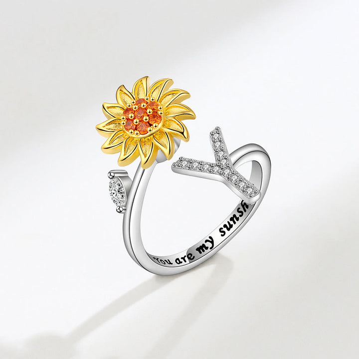 Angst-Drehring mit Sonnenblumen-Anfangsbuchstaben, verstellbar - Y - image 25