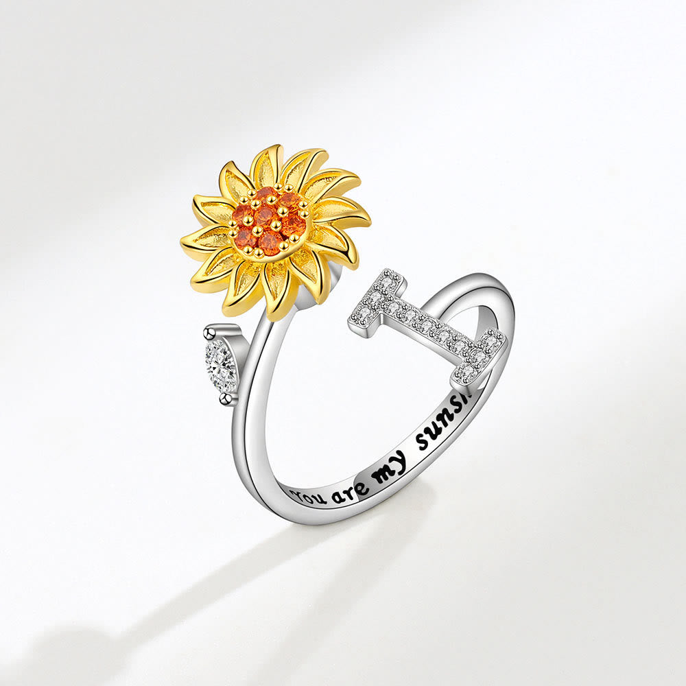Angst-Drehring mit Sonnenblumen-Anfangsbuchstaben, verstellbar - I - image 9