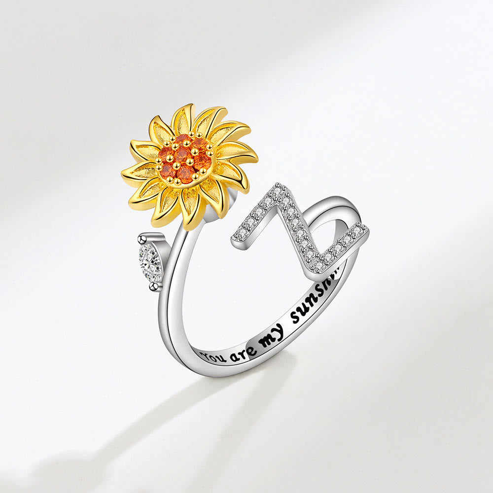 Angst-Drehring mit Sonnenblumen-Anfangsbuchstaben, verstellbar - Z - image 26