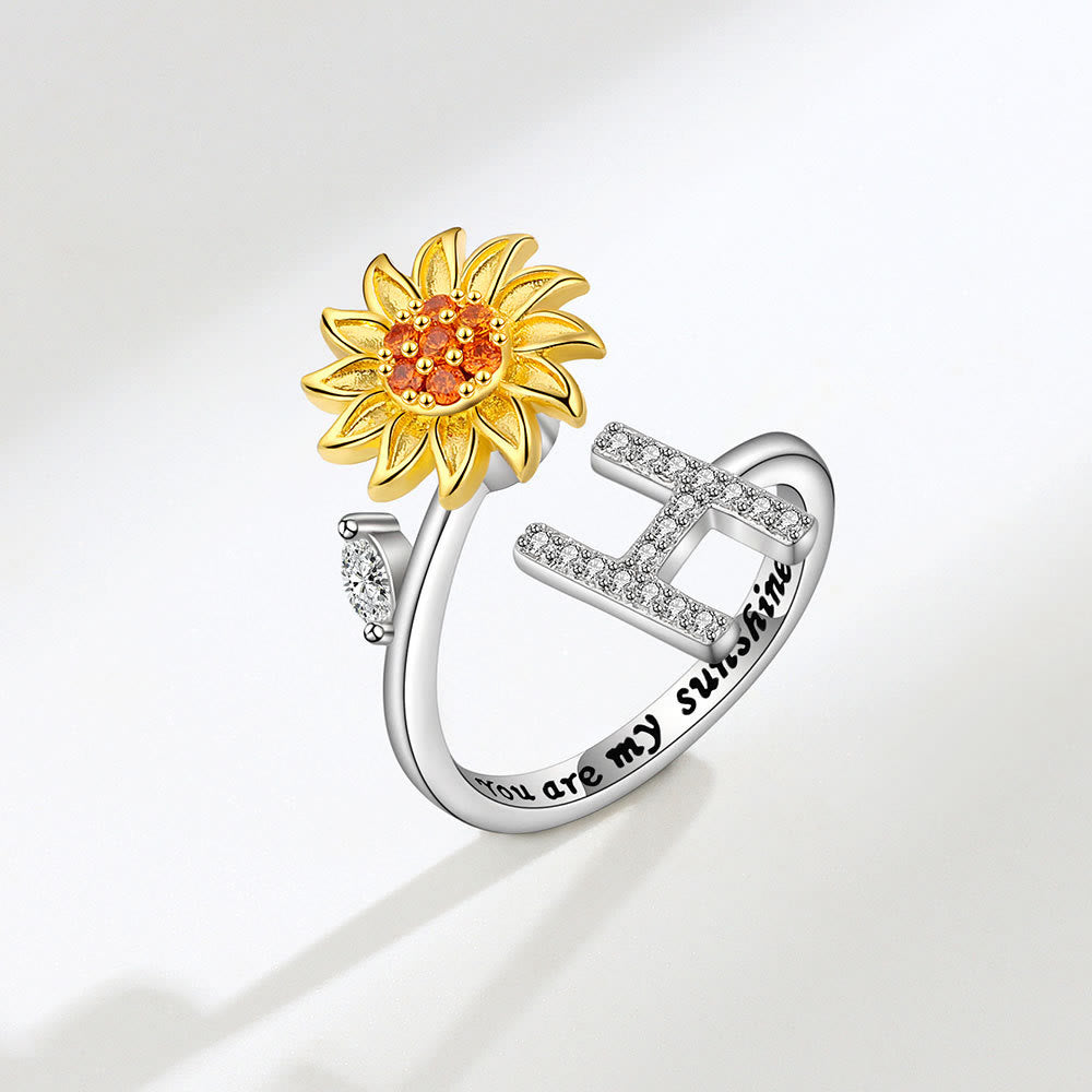 Angst-Drehring mit Sonnenblumen-Anfangsbuchstaben, verstellbar - H - image 8