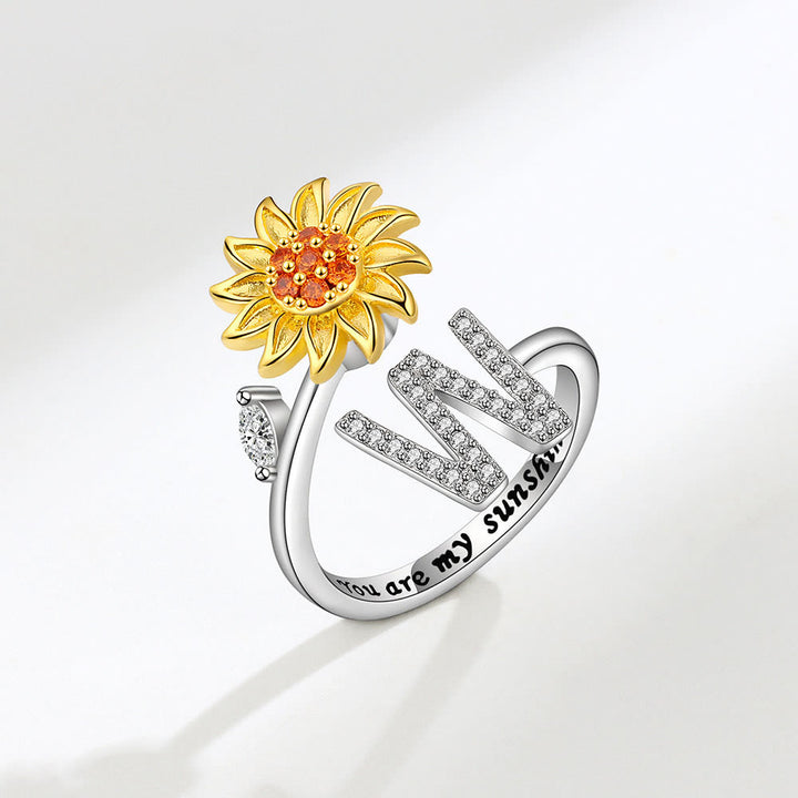 Angst-Drehring mit Sonnenblumen-Anfangsbuchstaben, verstellbar - W - image 23
