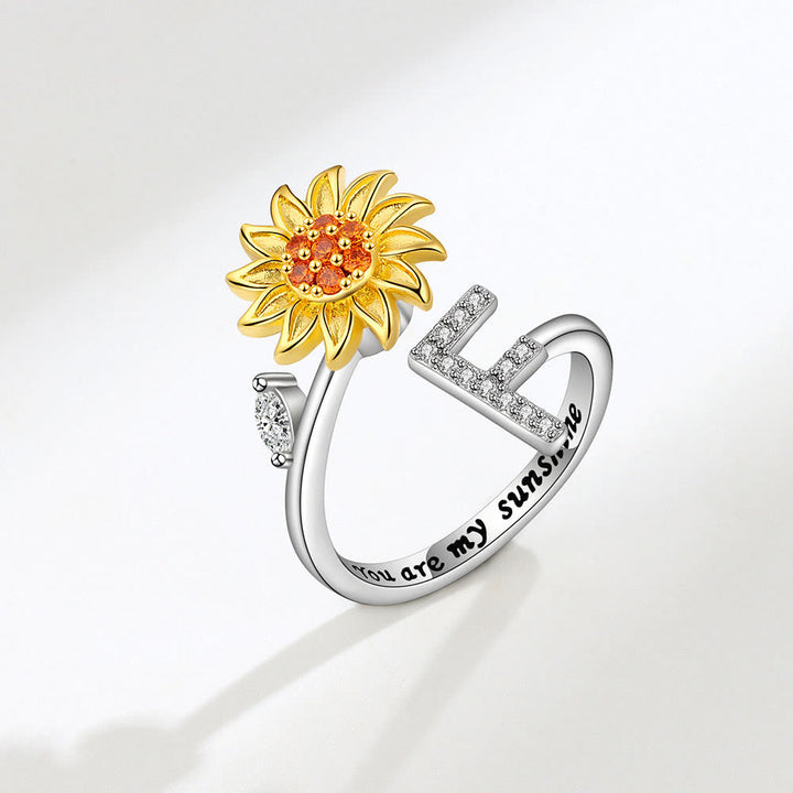 Angst-Drehring mit Sonnenblumen-Anfangsbuchstaben, verstellbar - F - image 6