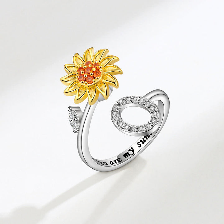 Angst-Drehring mit Sonnenblumen-Anfangsbuchstaben, verstellbar - O - image 15