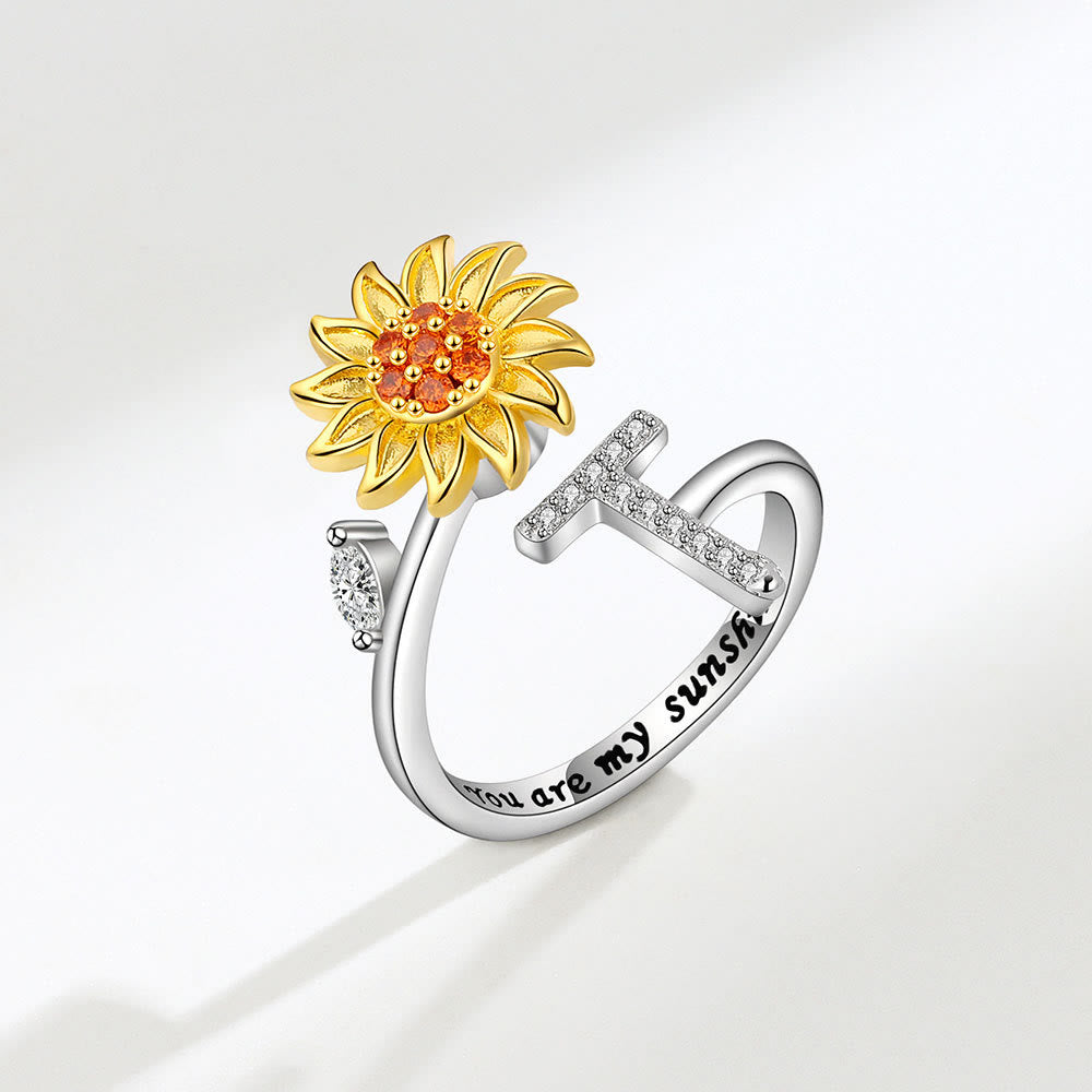 Angst-Drehring mit Sonnenblumen-Anfangsbuchstaben, verstellbar - T - image 20