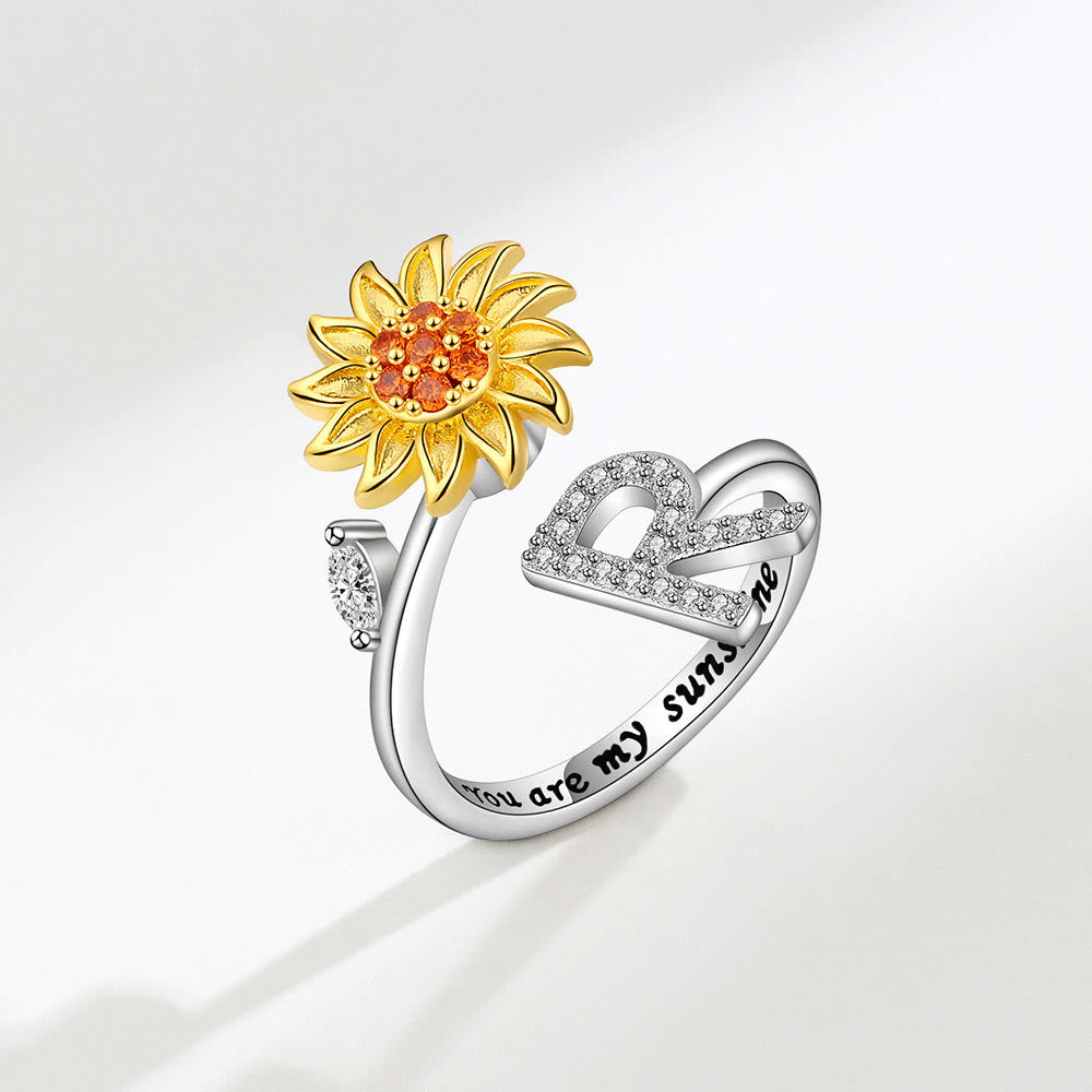 Angst-Drehring mit Sonnenblumen-Anfangsbuchstaben, verstellbar - R - image 18