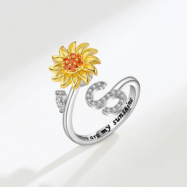 Angst-Drehring mit Sonnenblumen-Anfangsbuchstaben, verstellbar - S - image 19