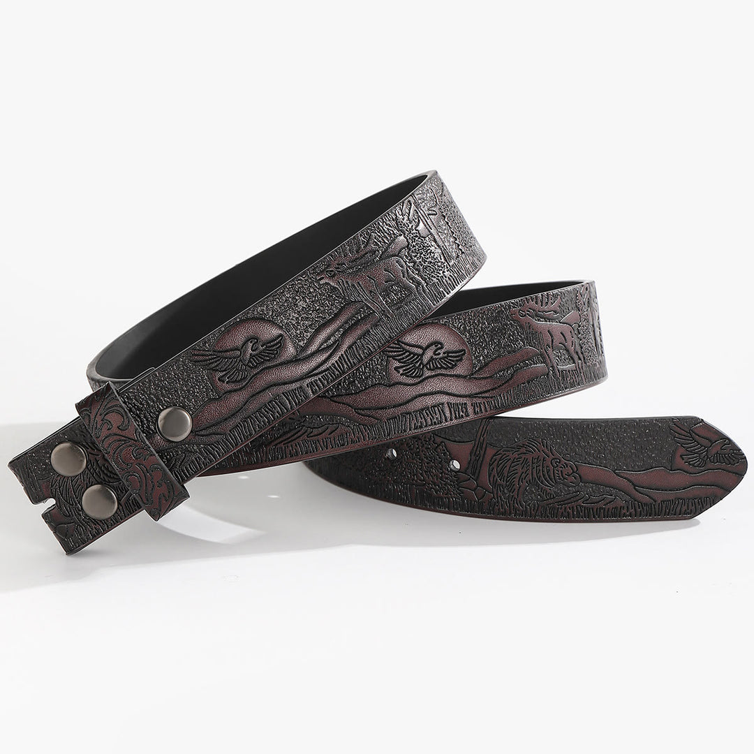 DIY-Ledergürtel mit Western-Wildtiermotiv (ohne Gürtelschnalle) - Für Dornschließe - Kaffee - 44 - image 7