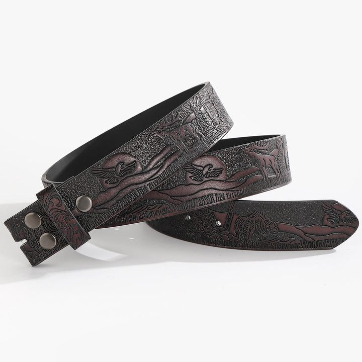 DIY-Ledergürtel mit Western-Wildtiermotiv (ohne Gürtelschnalle) - Für Dornschließe - Kaffee - 44 - image 7