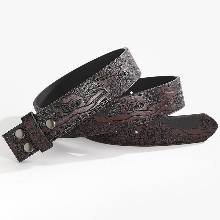 DIY-Ledergürtel mit Western-Wildtiermotiv (ohne Gürtelschnalle) - Für Plattenschnalle - Kaffee - 44 - image 8