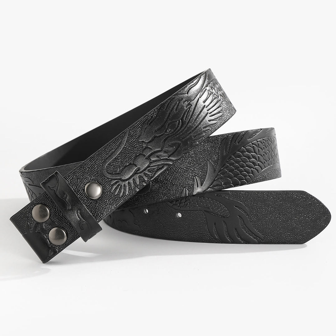 DIY-Ledergürtel mit graviertem Drachenmuster (ohne Gürtelschnalle) - Für Plattenschnalle - Schwarz - 44 - image 6