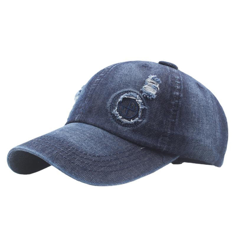 Retro-Baseballkappe aus Denim mit Used-Look und Rissen - Dunkelblau - Verstellbar (22''-24'') - image 4