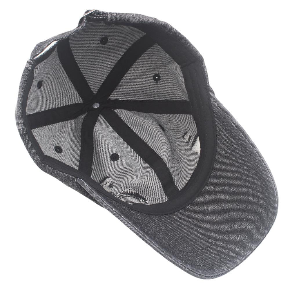 Retro-Baseballkappe aus Denim mit Used-Look und Rissen - image 3