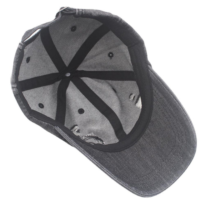 Retro-Baseballkappe aus Denim mit Used-Look und Rissen - image 3