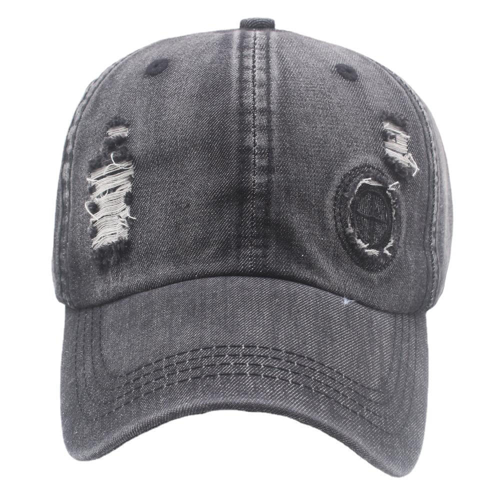 Retro-Baseballkappe aus Denim mit Used-Look und Rissen - image 2