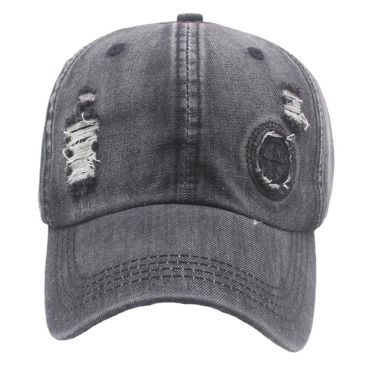 Retro-Baseballkappe aus Denim mit Used-Look und Rissen - image 2