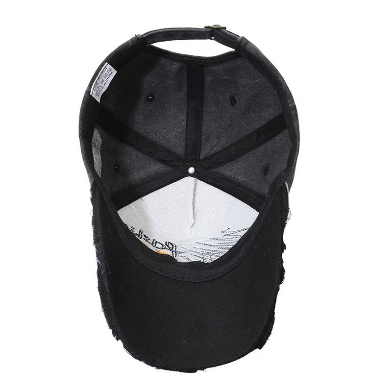 Baseballkappe aus abgenutztem Denim mit gesticktem Sternenmotiv und mehrfarbigem Design - image 4