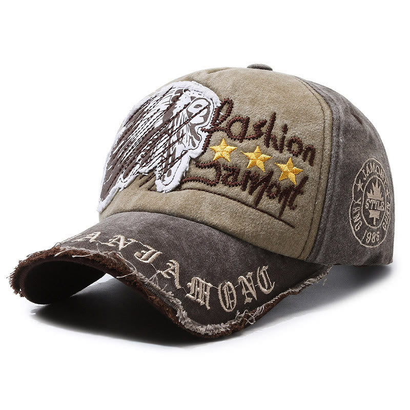 Baseballkappe aus abgenutztem Denim mit gesticktem Sternenmotiv und mehrfarbigem Design - Kaffeebraun - Verstellbar (22''-23 5/8'') - image 5