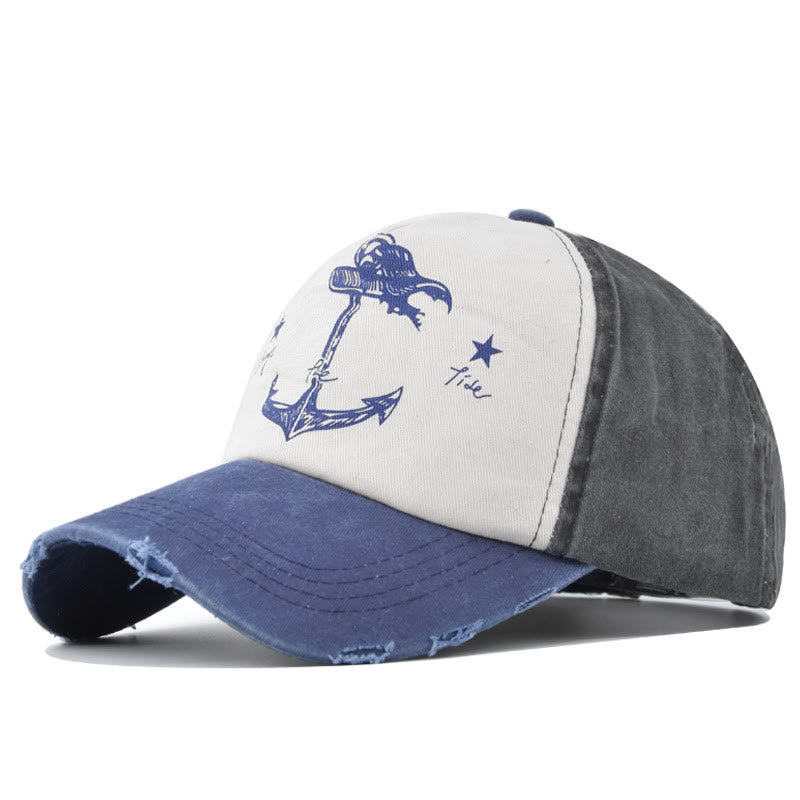 Baseballkappe mit zweifarbigem Ankerprint im Used-Look, ausgefranstem Schirm und mehrfarbigem Design - Stil Nr. 7 - Verstellbar (21 1/4''-23 5/8'') - image 9