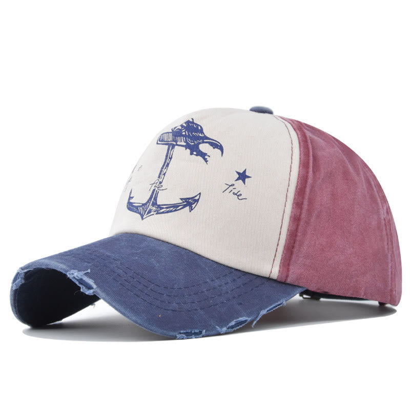 Baseballkappe mit zweifarbigem Ankerprint im Used-Look, ausgefranstem Schirm und mehrfarbigem Design - Stil Nr. 5 - Verstellbar (21 1/4''-23 5/8'') - image 7