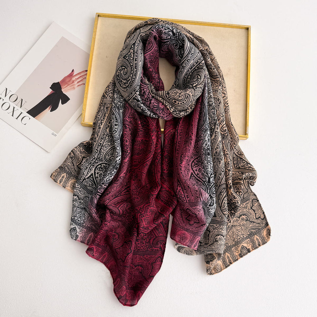 Leichter, transparenter Schal mit Vintage-Paisleymuster für Damen - Rot - image 0