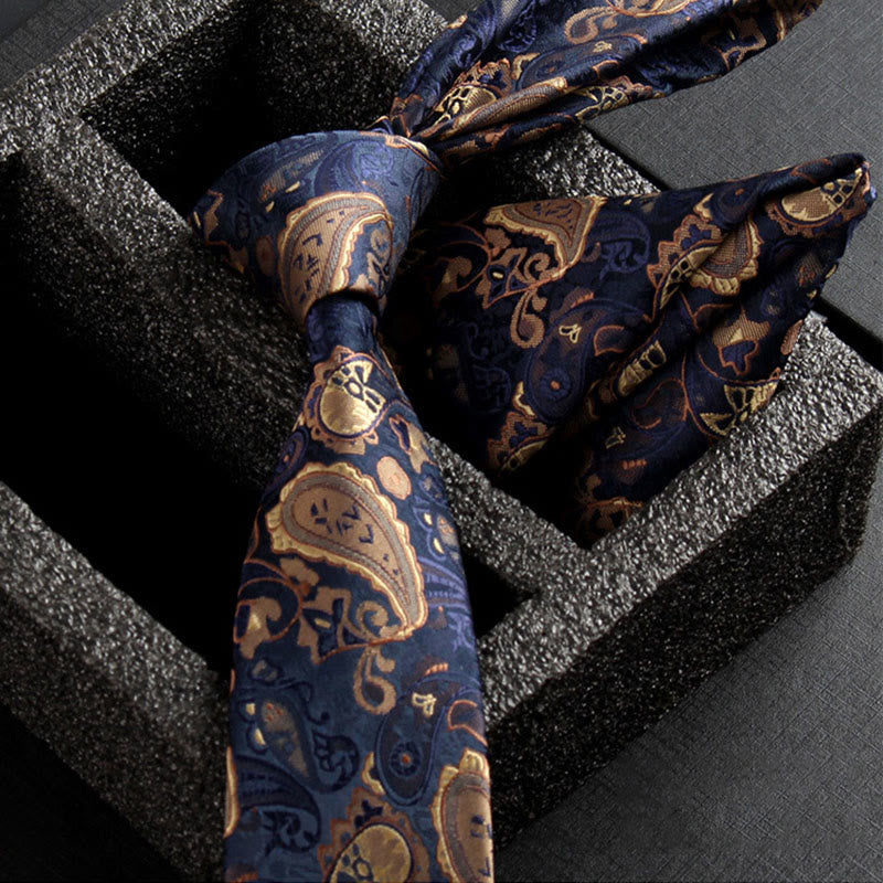 2-teiliges Set aus Herren-Krawatte und Einstecktuch mit verziertem Paisley-Muster - Stil Nr. 1 - image 3