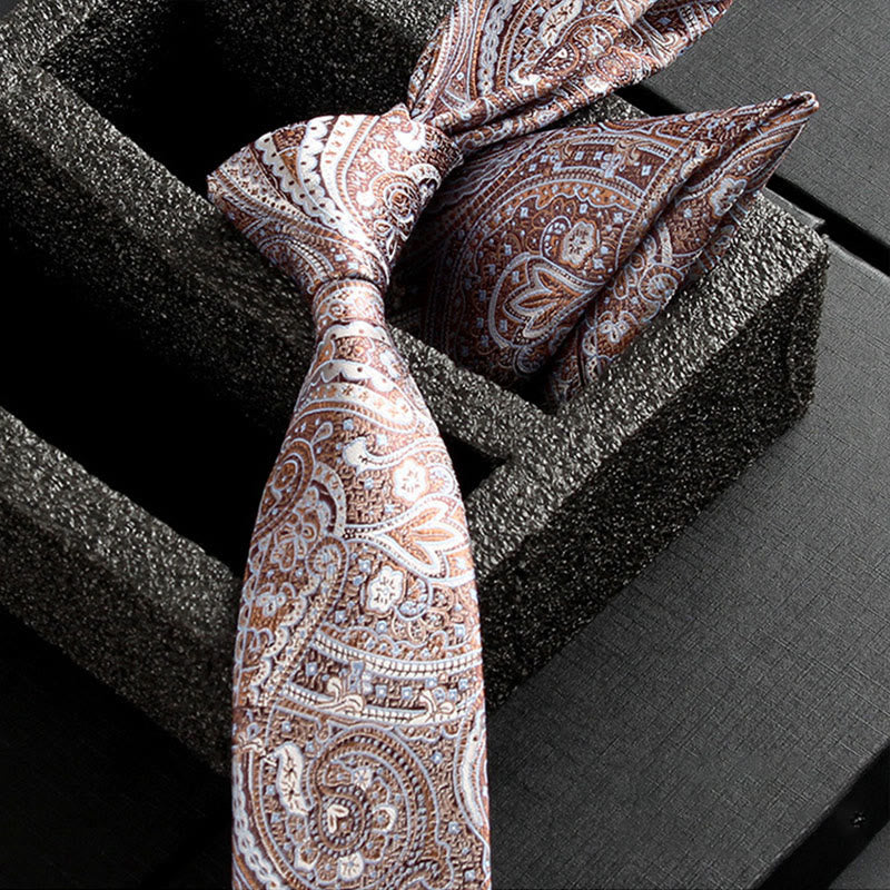 2-teiliges Set aus Herren-Krawatte und Einstecktuch mit verziertem Paisley-Muster - Stil Nr. 5 - image 7