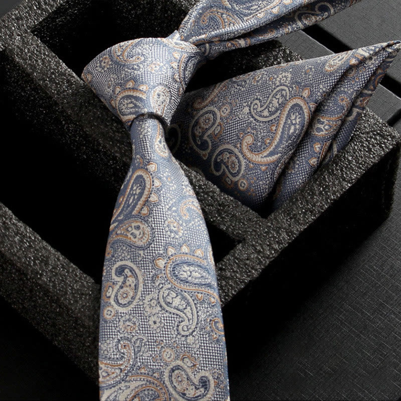 2-teiliges Set aus Herren-Krawatte und Einstecktuch mit verziertem Paisley-Muster - Stil Nr. 13 - image 15