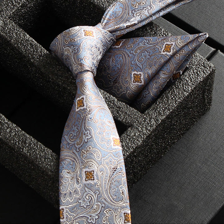 2-teiliges Set aus Herren-Krawatte und Einstecktuch mit verziertem Paisley-Muster - Stil Nr. 9 - image 11