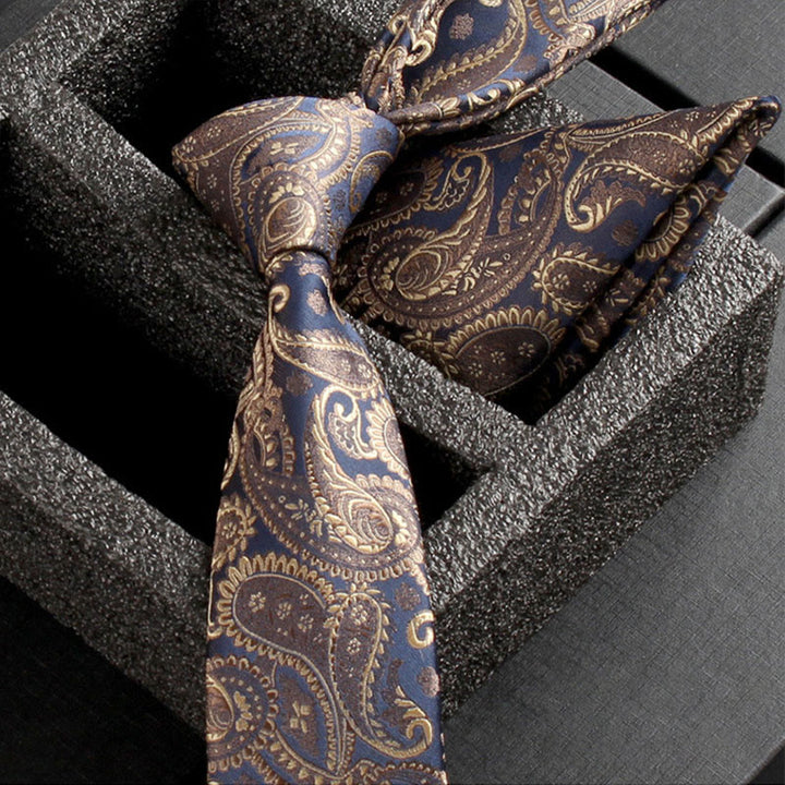 2-teiliges Set aus Herren-Krawatte und Einstecktuch mit verziertem Paisley-Muster - Stil Nr. 19 - image 21