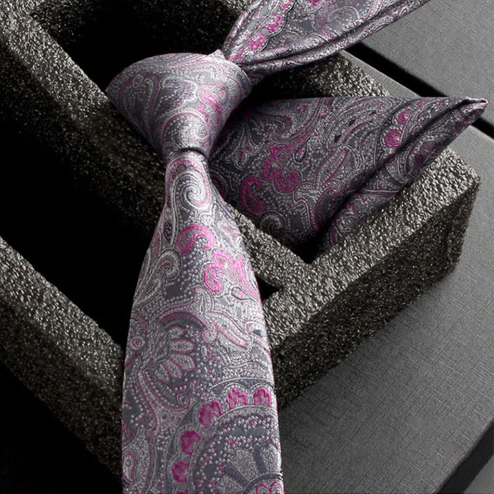 2-teiliges Set aus Herren-Krawatte und Einstecktuch mit verziertem Paisley-Muster - Stil Nr. 18 - image 20