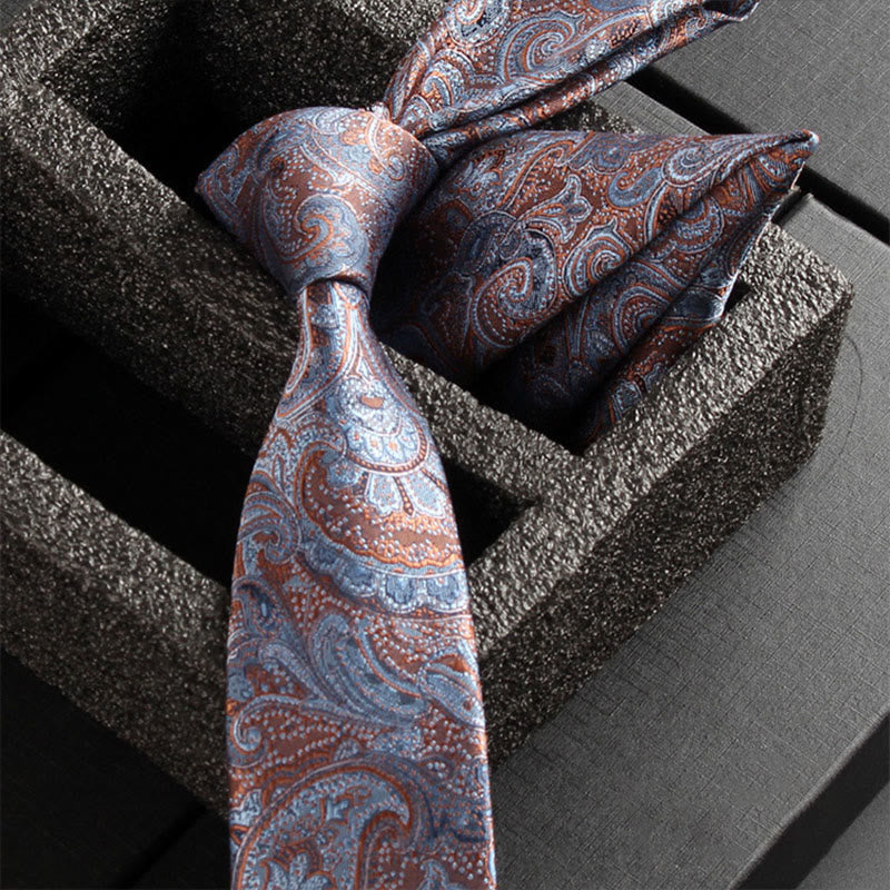2-teiliges Set aus Herren-Krawatte und Einstecktuch mit verziertem Paisley-Muster - Stil Nr. 27 - image 29