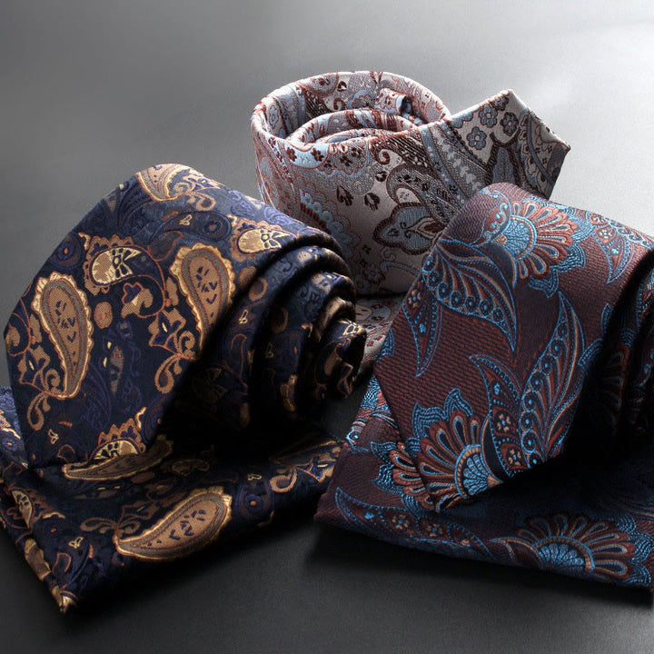 2-teiliges Set aus Herren-Krawatte und Einstecktuch mit verziertem Paisley-Muster - image 1