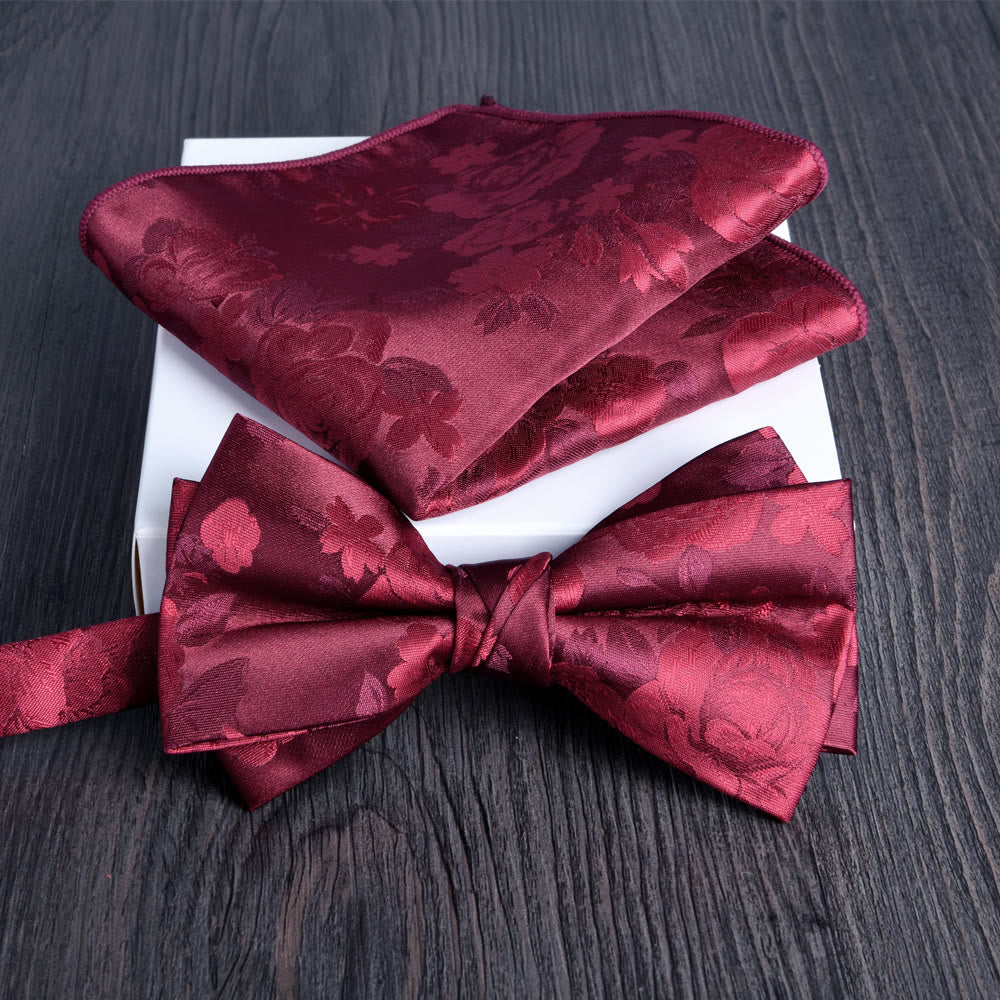 2-teiliges Herren-Einstecktuch-Set aus glänzendem Stoff mit floralem Muster - Stil Nr. 1 - image 0