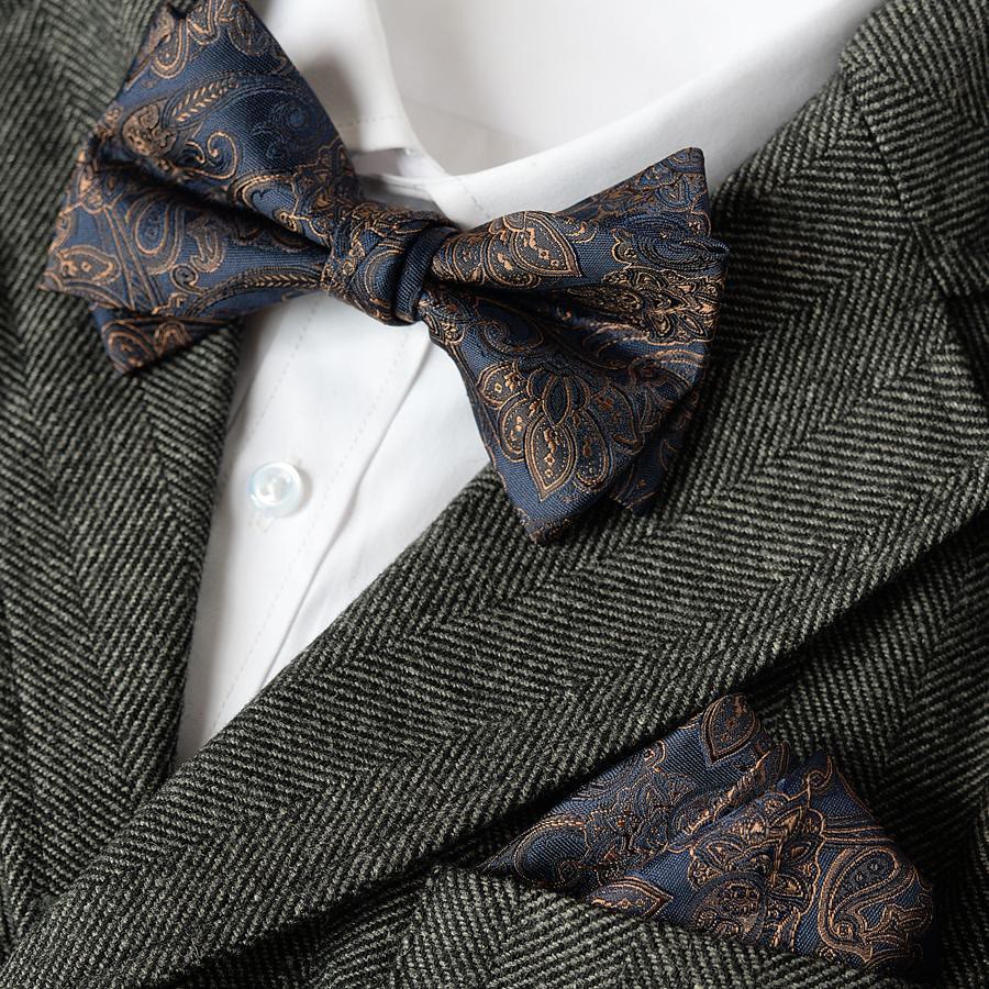 5-teiliges Herren-Krawatten-Set mit Paisley-Muster in Dunkelblau - image 2