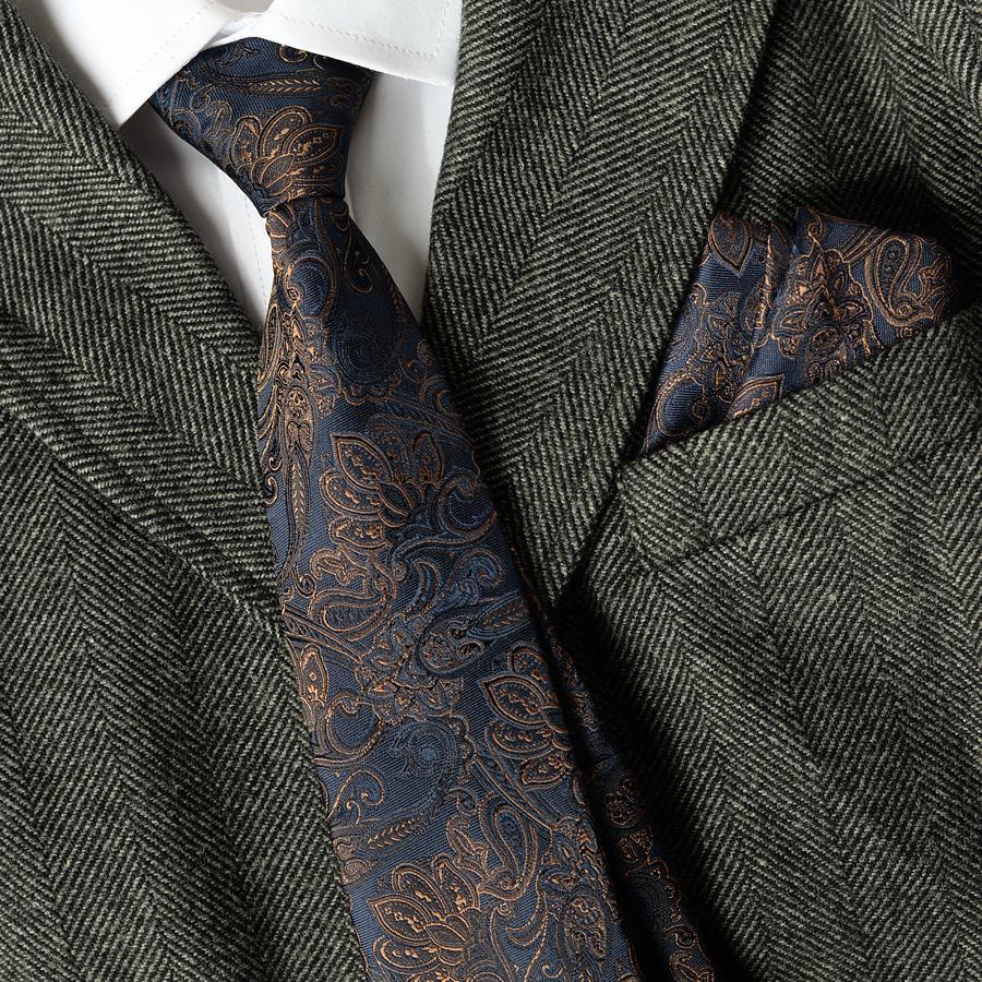 5-teiliges Herren-Krawatten-Set mit Paisley-Muster in Dunkelblau - image 1