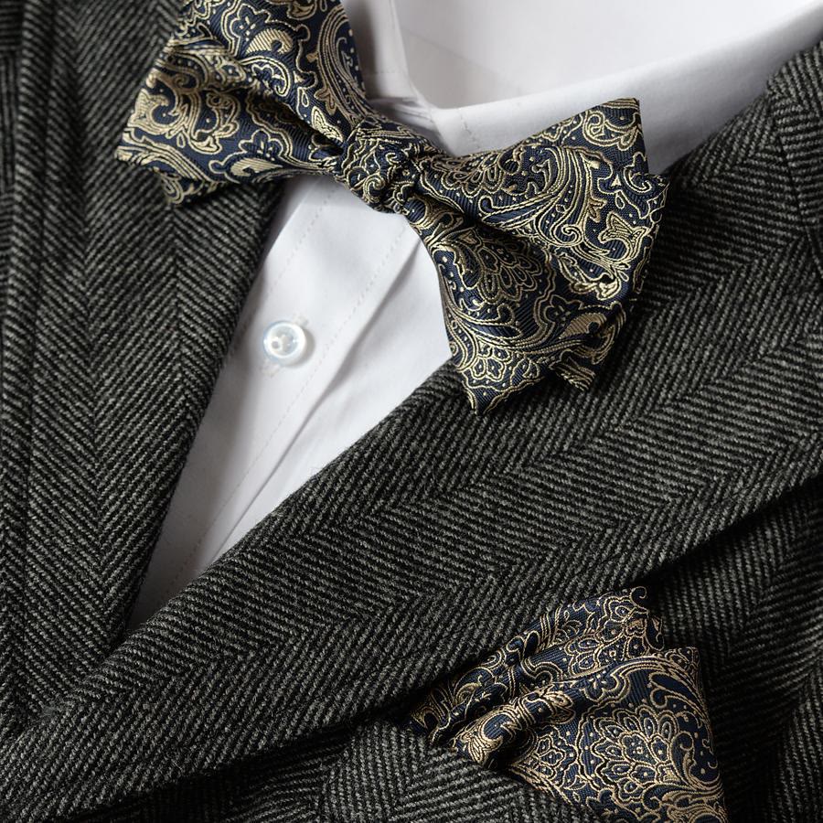 5-teiliges Krawatten-Set für Herren mit Paisley-Muster in Grau - image 2