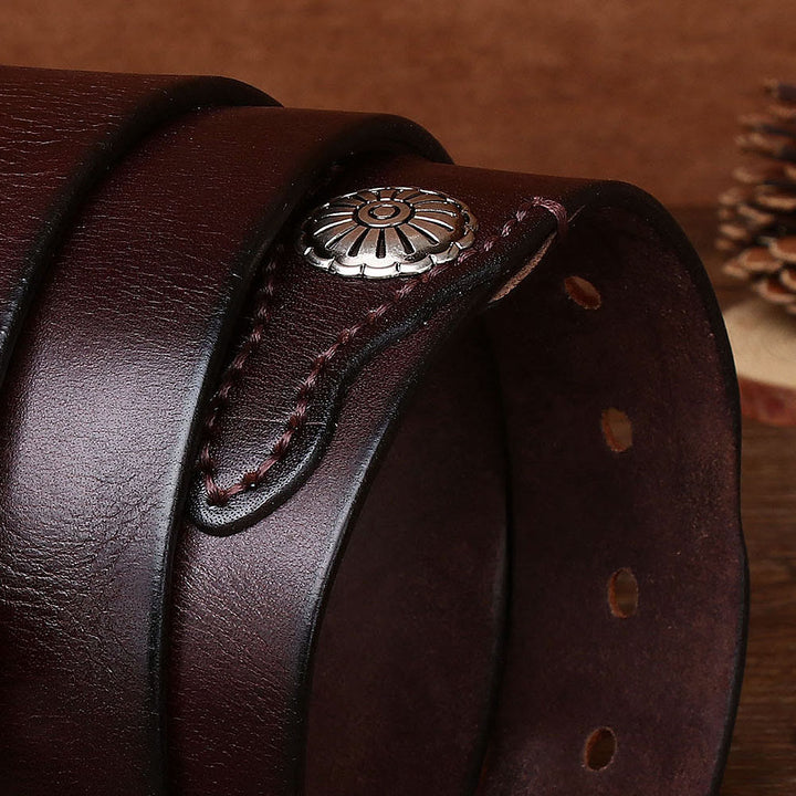Herren-Retro-Ledergürtel mit silberner Dornschließe - image 2