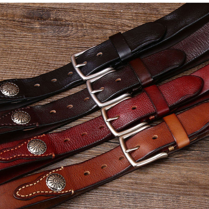 Herren-Retro-Ledergürtel mit silberner Dornschließe - image 3