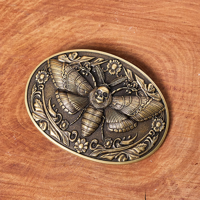 Ledergürtel „Dark Elegance“ mit Totenkopf-Mottenschnalle - image 1