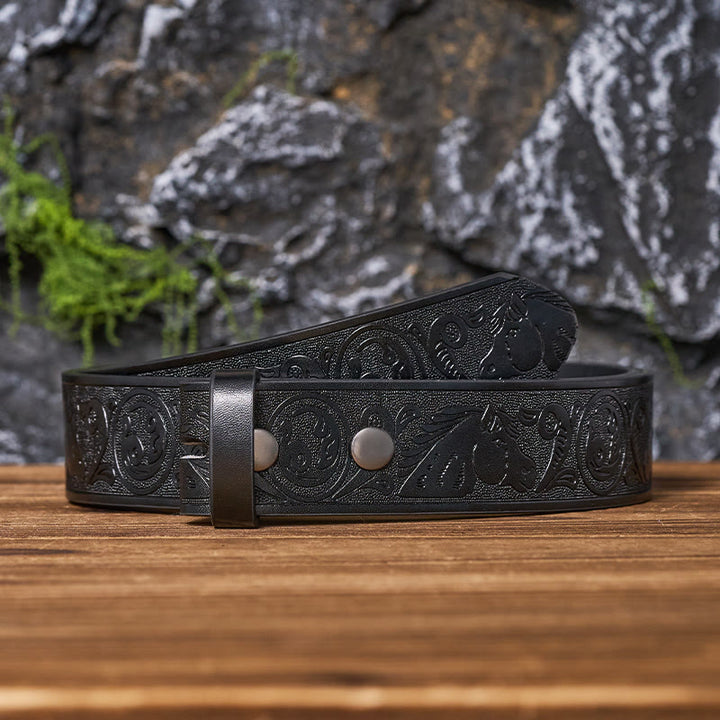 Selbstgemachter Ledergürtel mit Western-Pferdemuster (ohne Gürtelschnalle) - image 5