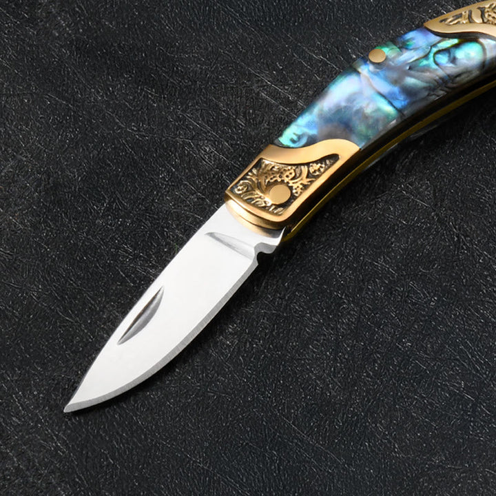 Retro-Anhänger mit Stierkopf-Motiv, Klappmesser-Schlüsselanhänger mit Muschelstruktur - image 4