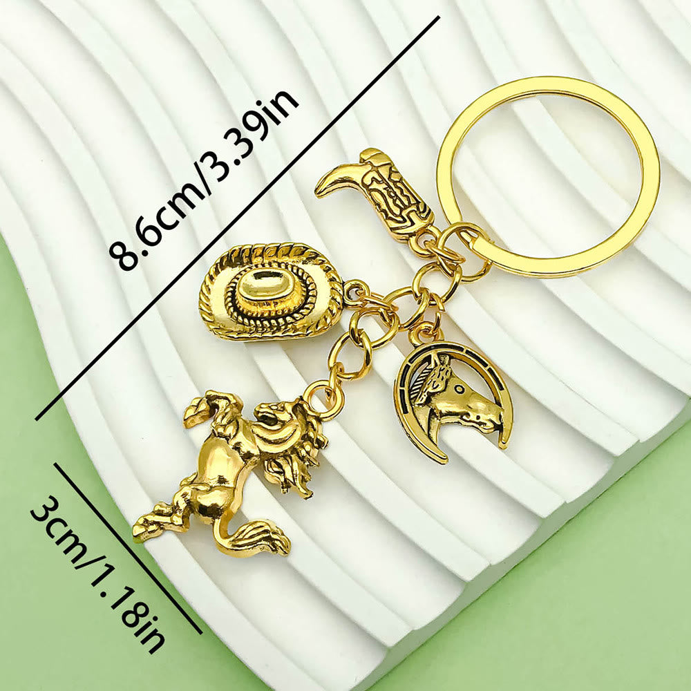 Schlüsselanhänger im Retro-Western-Stil mit Pferd- und Cowboy-Motiv - image 2