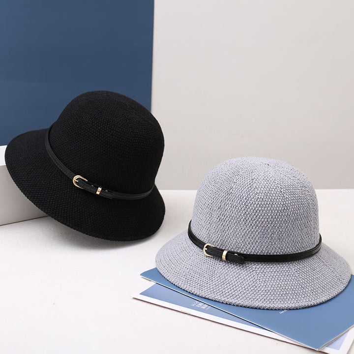 Damen-Strick-Lederriemen-Dekor-Bucket-Hat - image 10