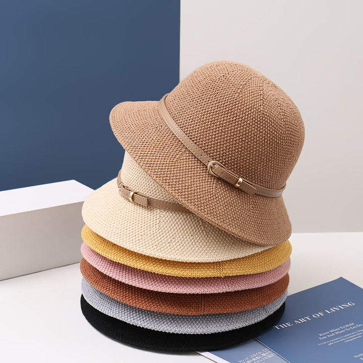 Damen-Strick-Lederriemen-Dekor-Bucket-Hat - image 11