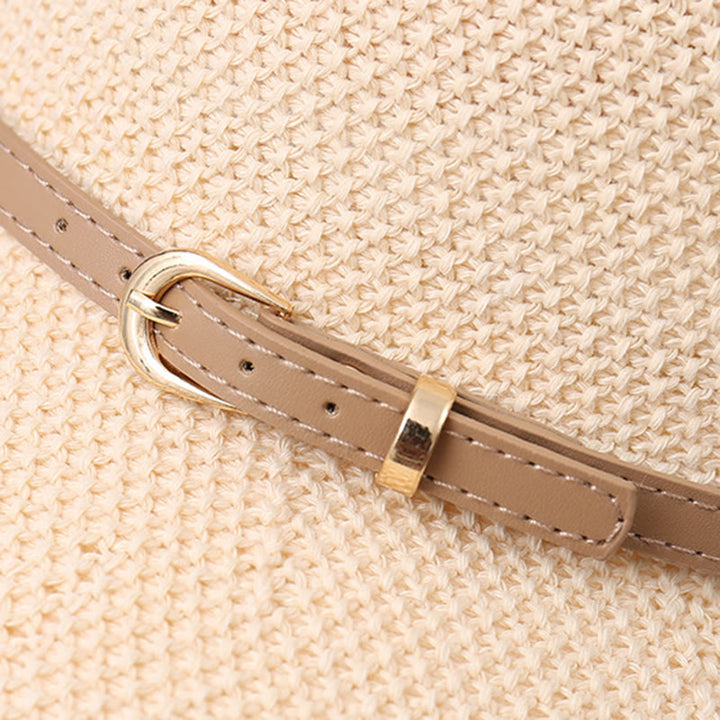 Damen-Strick-Lederriemen-Dekor-Bucket-Hat - image 2