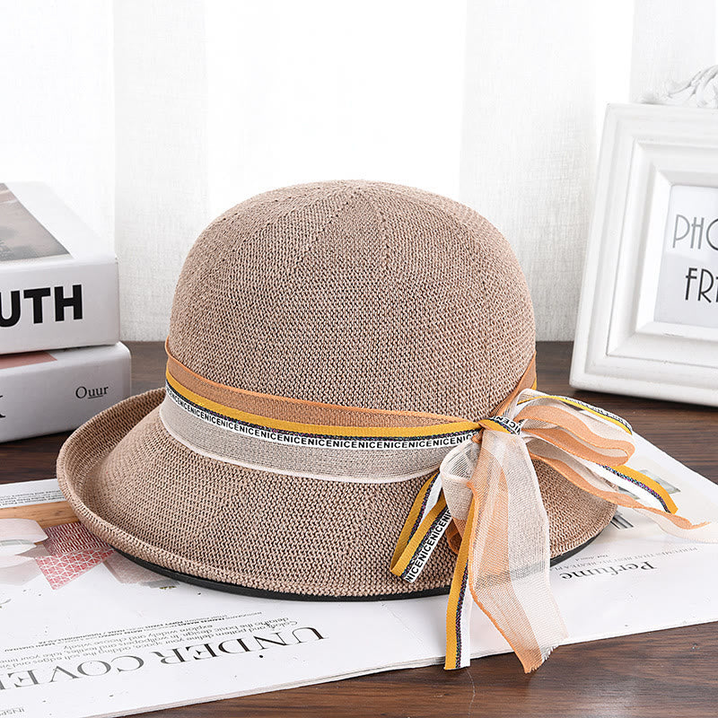 Damen-Strick-Bucket-Hat mit Schleifenverzierung - Khaki - M (22 1/2'') - image 4