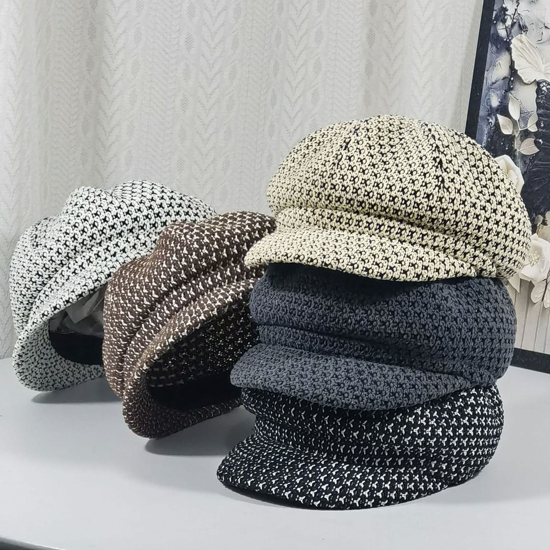 Mehrfarbige Strickmütze mit Baskenmützenmuster für Damen - image 7