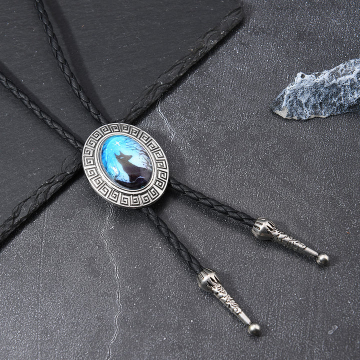 Nachtszene Mystic Fox Western Bolo Krawatte - Blau - image 4